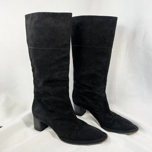 2000s Sexy Femme Fatale  Vintage Bally Black Mid Calf Heeled Boots size 7/12